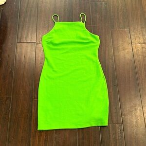Bright green tight dress